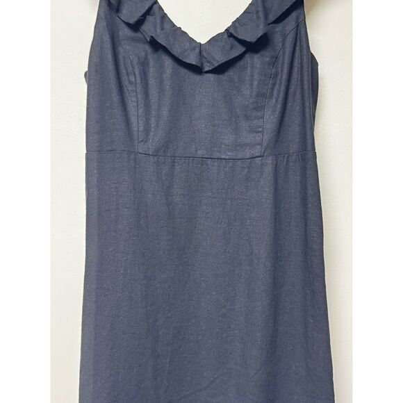 OLD NAVY Fit & Flare Linen Blend Black Smocked Back Ruffle Mini Dress - Picture 4 of 15